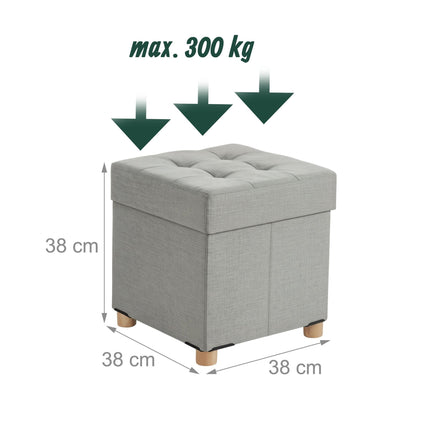 Gepolsterter Aufbewahrungswürfel mit gepolstertem Sitz und Holzbeinen