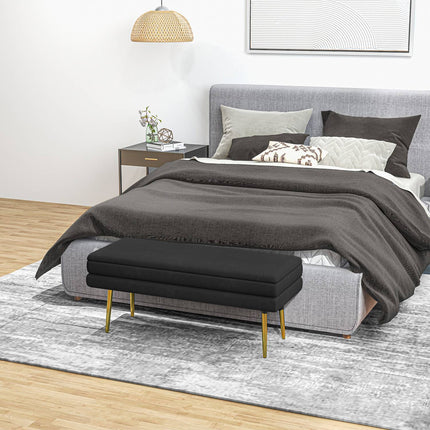 Banc rembourré avec espace de rangement, acier, 100 cm x 37,5 cm x 42 cm, noir