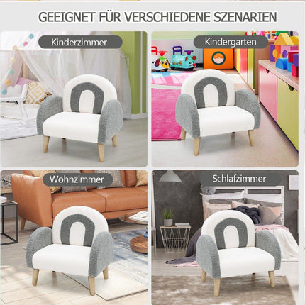 Canapé enfant rembourré avec pieds en bois massif fauteuil enfant gris