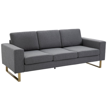 Dunkelgraues 3-Sitzer-Sofa, Leinenoptik