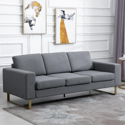 Dunkelgraues 3-Sitzer-Sofa, Leinenoptik