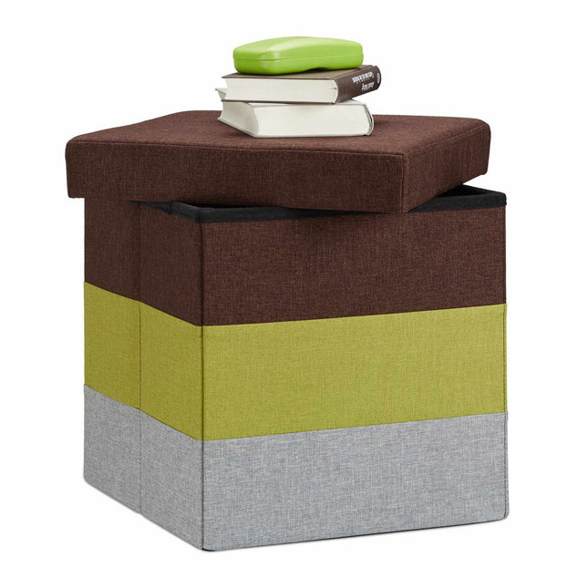 Tabouret rembourré à rayures colorées