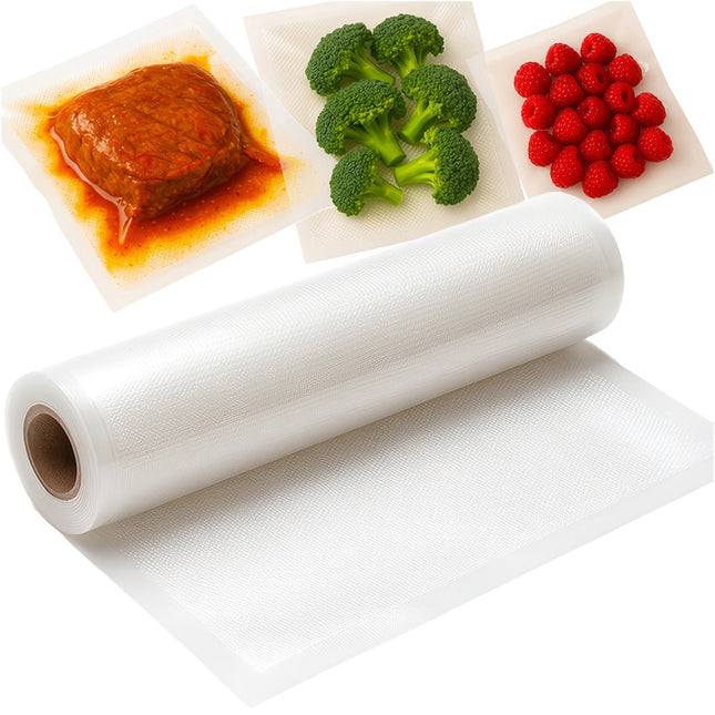 Rouleau de film pour machine sous vide, 28 x 600 cm, moleté, transparent