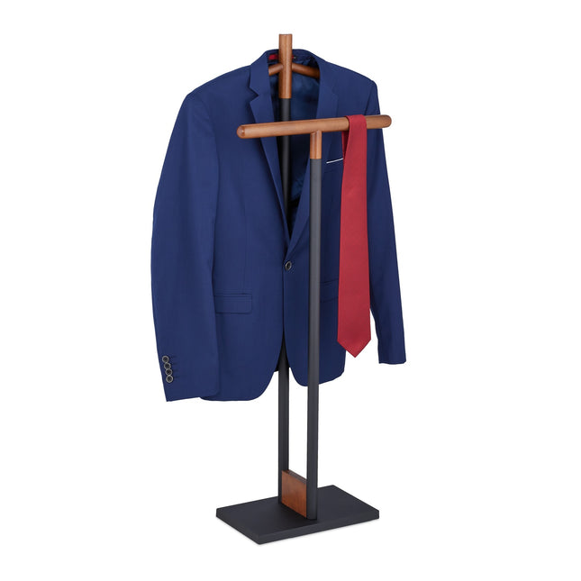 Valet de nuit pour vêtements - Acier et bois de hêtre