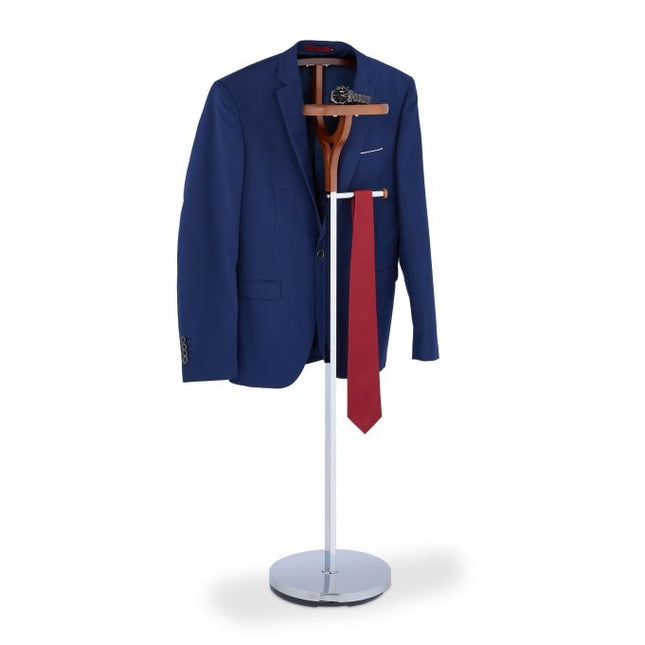 Valet de nuit aspect argent et bois