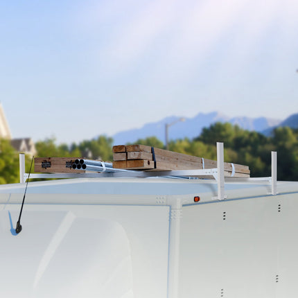 Van Roof Ladder Rack, 2-Bar Aluminum, 400 lb, Adjustable