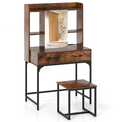 Ensemble coiffeuse avec miroir, station de recharge et rangement