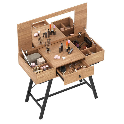 Coiffeuse avec miroir, station de recharge et tiroir