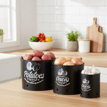 Boîtes de rangement pour légumes, ensemble de 3 pièces avec couvercles en bambou