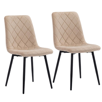 Chaises de salle à manger en velours beige, lot de 2, rembourrées, design moderne