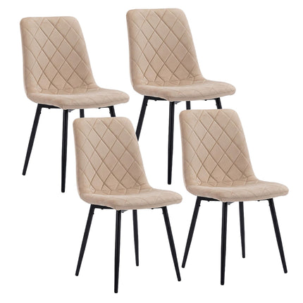 Chaises de salle à manger en velours beige, lot de 4, rembourrées, design moderne
