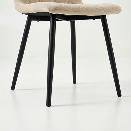 Chaises de salle à manger en velours beige, lot de 4, rembourrées, design moderne