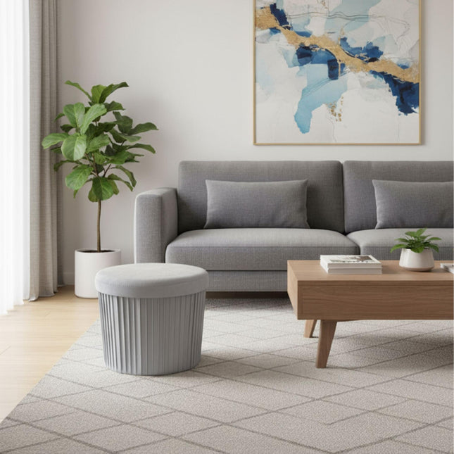 Tabouret de rangement en velours avec assise rembourrée et compartiment
