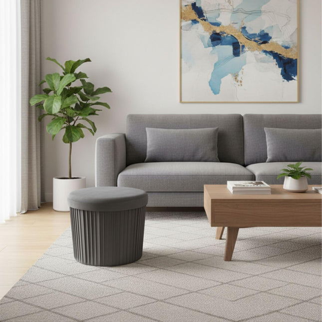 Tabouret de rangement en velours avec assise rembourrée et compartiment