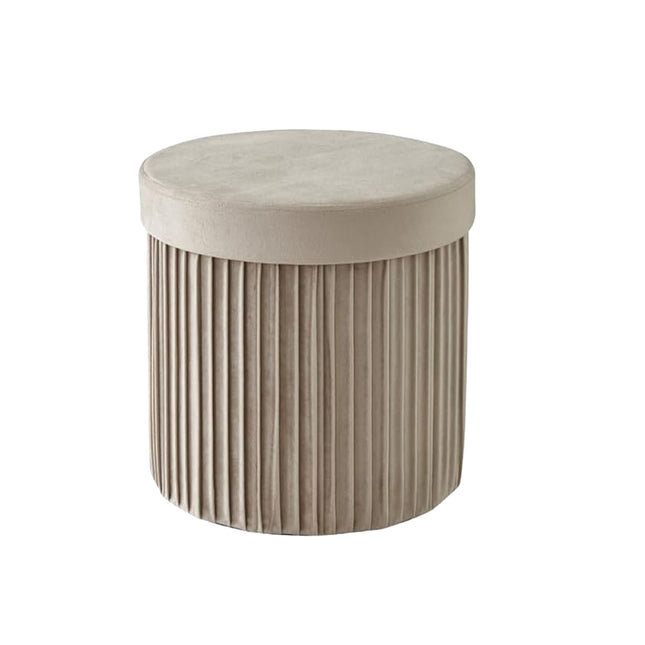 Tabouret de rangement en velours avec assise rembourrée et grand compartiment