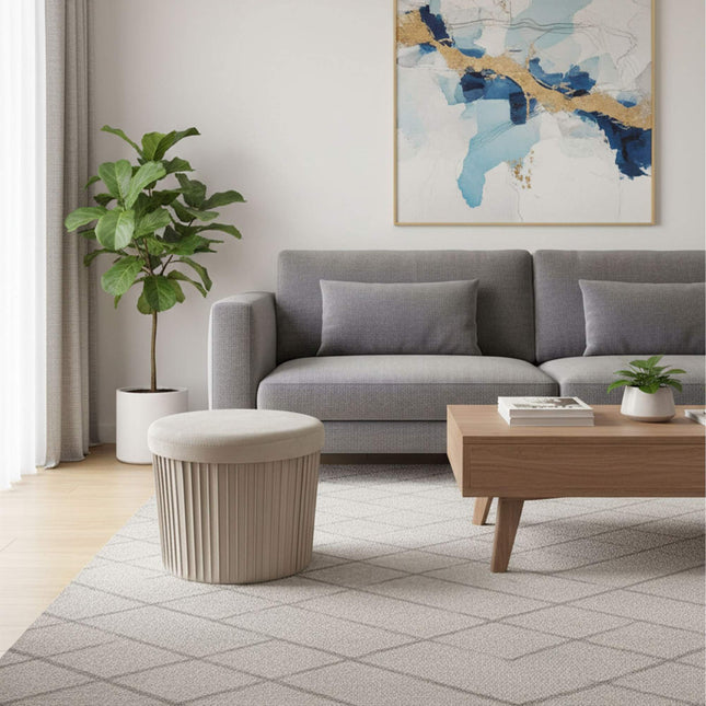 Tabouret de rangement en velours avec assise rembourrée et grand compartiment