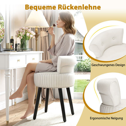 Chaise de coiffeuse en velours avec dossier capitonné, blanche