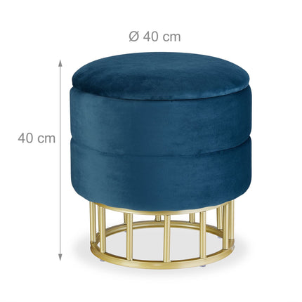 Pouf en velours avec espace de rangement
