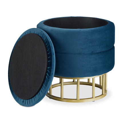 Pouf en velours avec espace de rangement