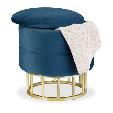 Pouf en velours avec espace de rangement