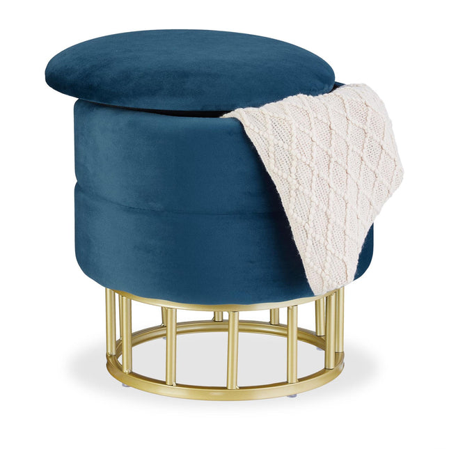Pouf en velours avec espace de rangement