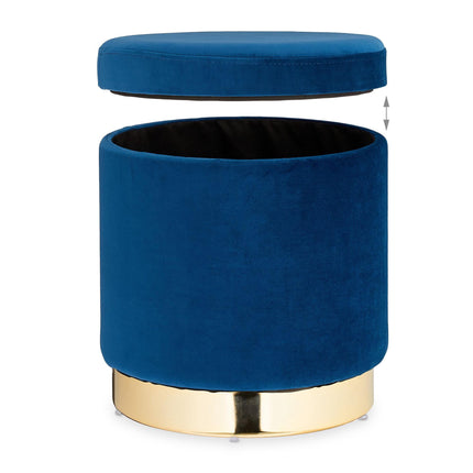 Tabouret en velours avec rangement Bleu