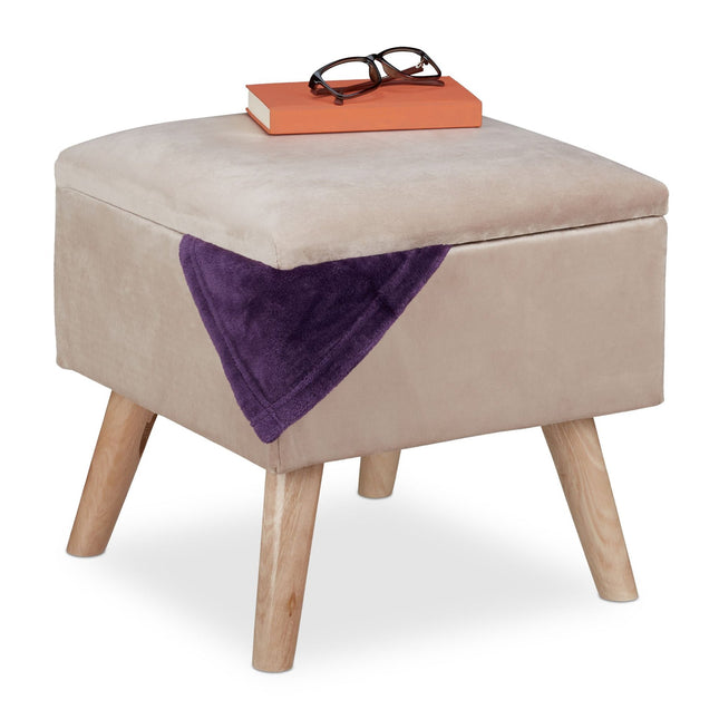 Tabouret en velours avec rangement