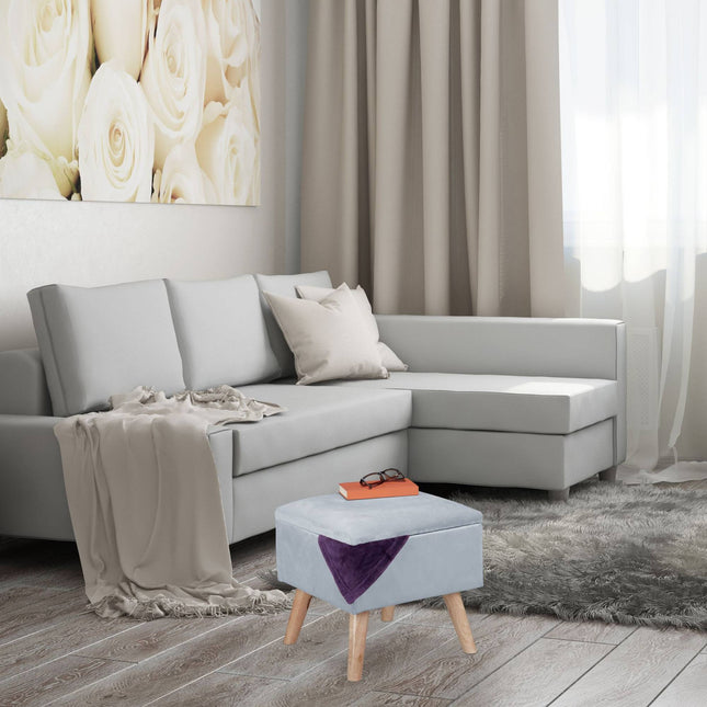 Tabouret en velours avec rangement