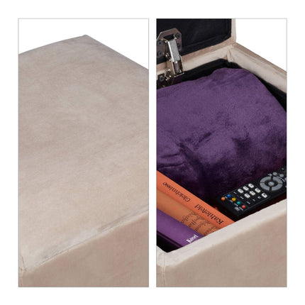 Tabouret en velours avec rangement