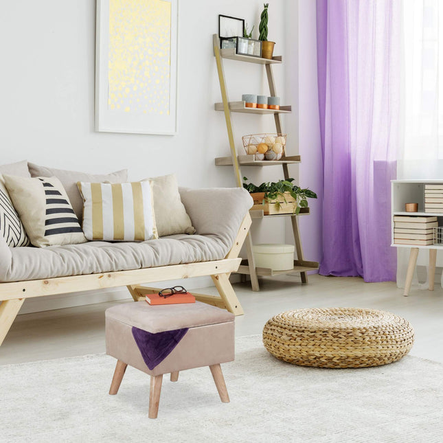 Tabouret en velours avec rangement