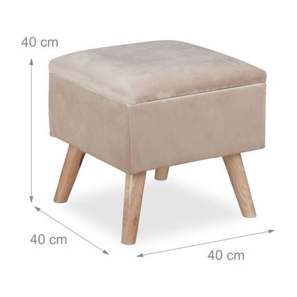 Tabouret en velours avec rangement