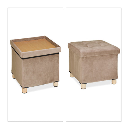 Tabouret en velours avec plateau