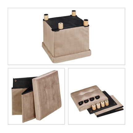 Tabouret en velours avec plateau