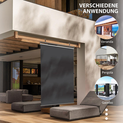 Balkon Sichtschutz, Sonnenfester Polyester Vorhang, dunkelgrau