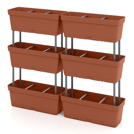 Vertikales Pflanzkasten-Set mit Drainage, 6-teilig, Braun