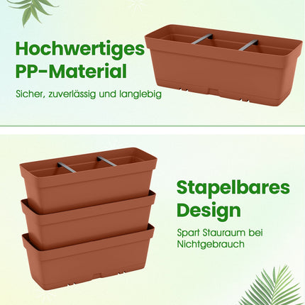 Vertikales Pflanzkasten-Set mit Drainage, 6-teilig, Braun