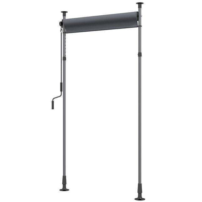 Store de balcon vertical 150 x 220-310 cm avec manivelle, brise-vue pour balcon résistant aux intempéries en polyester gris foncé pour jardin