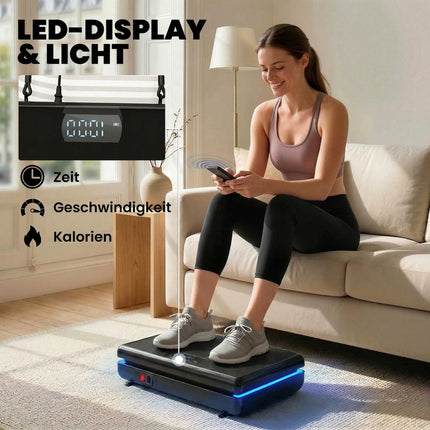 Vibrationsplatte mit 120 Stufen, Widerstandsbändern, LED-Anzeige