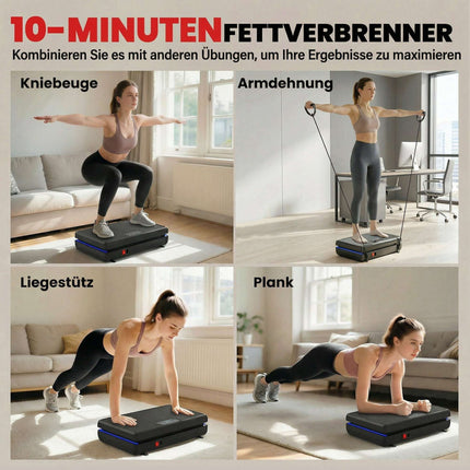 Vibrationsplatte mit 120 Stufen, Widerstandsbändern, LED-Anzeige