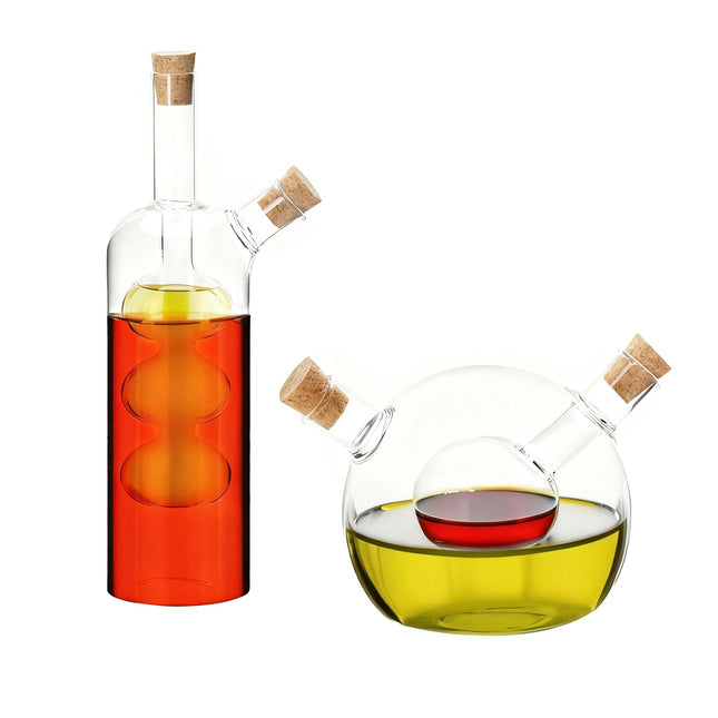 Distributeur de vinaigre et d'huile 2 en 1 en verre borosilicate
