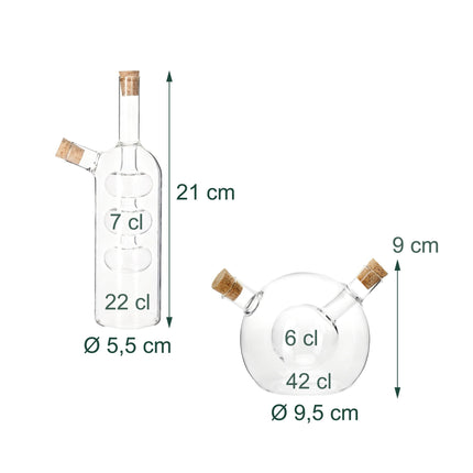 Distributeur de vinaigre et d'huile 2 en 1 en verre borosilicate