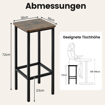 Vintage Barhocker 4er-Set, 100 kg Tragkraft, 72 cm Sitzhöhe