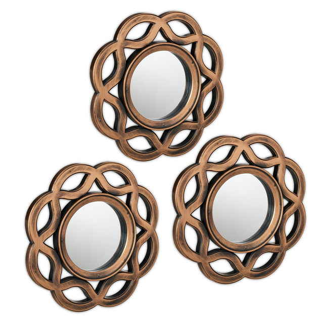 Ensemble de miroirs muraux de style vintage, 25 cm, doré et noir