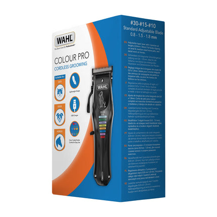 Tondeuse sans fil pour animaux Wahl Colour Pro avec 8 sabots de guidage