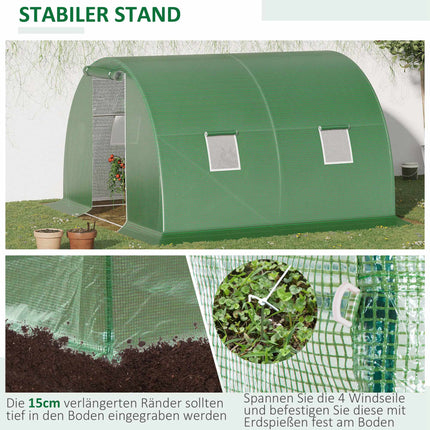 Serre intérieure avec fenêtres, 3 x 3 m, vert foncé
