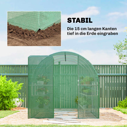 Serre tunnel de plain-pied, 2 x 3 m, couverture en polyéthylène, structure en acier