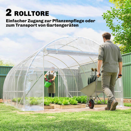 Serre tunnel de jardin, structure en acier, bâche en polyéthylène anti-UV