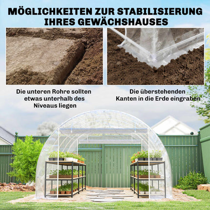 Serre tunnel de jardin, structure en acier, bâche en polyéthylène anti-UV