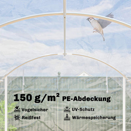 Serre tunnel de jardin, structure en acier, bâche en polyéthylène anti-UV