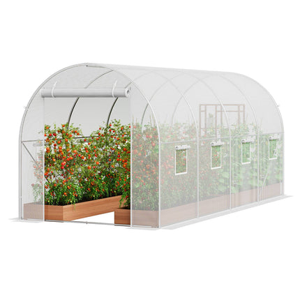 Walk-In Tunnel Greenhouse 14.6x6.4 ft, Galvanized Frame
